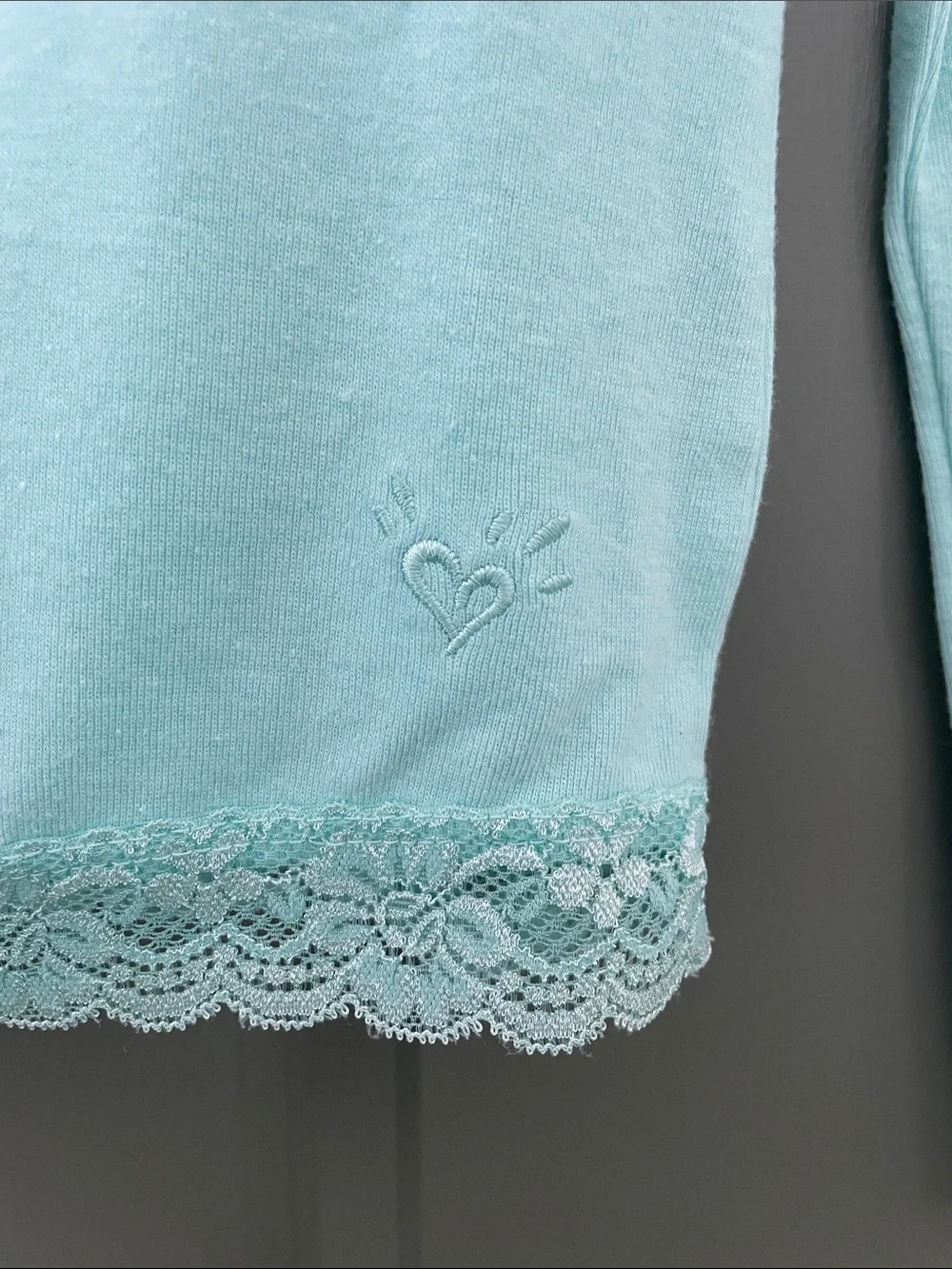 Justice Light Aqua Long-Sleeve Top with Lace Hem